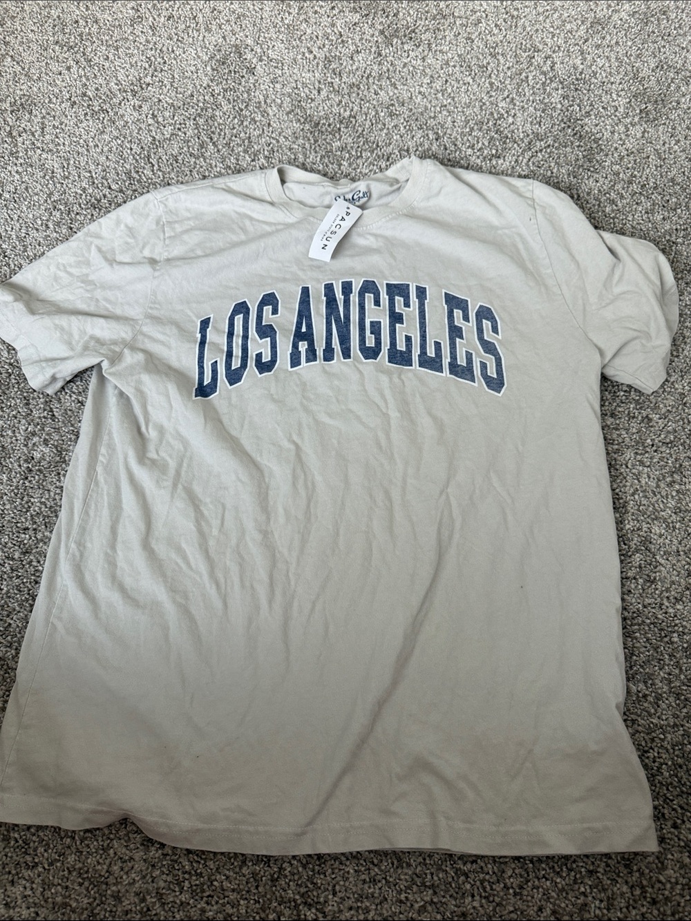 Brandy Melville Los Angeles Tee - Light Gray with Navy Print
